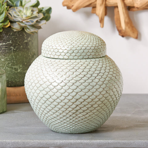 Celadon Scallop Ginger Jar Designed by Fabienne Jouvin
